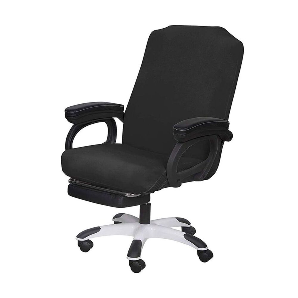 SARAFLORA Office Chair Cover Large Black Stretch Slipcover High Back Zippered